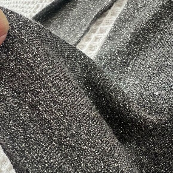 August Silk Gray Metallic Shimmer Silk Blend Cowl Cardigan Sweater Set Large - Picture 10 of 14